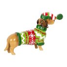 Tacskó karácsonyi figura - Zöld-piros - 24x5x14 cm