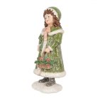 Karácsonyi gyermek figura kosárral - Zöld - 8x9x18 cm
