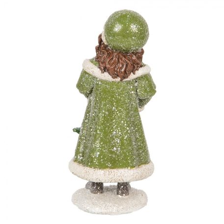 Karácsonyi gyermek figura kosárral - Zöld - 8x9x18 cm