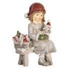 Lány figura padon kutyussal - 7x5x10 cm - Raktáron