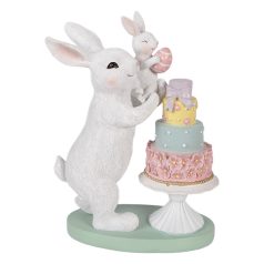   Clayre & Eef - Nyuszimama és nyuszigyerek tortával - 21x10x27 cm