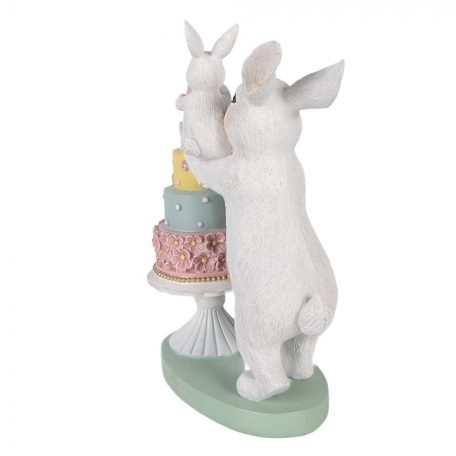 Clayre & Eef - Nyuszimama és nyuszigyerek tortával - 21x10x27 cm
