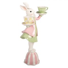 Clayre & Eef - Nyuszi figura gyertyatartóval - 23x13x41 cm