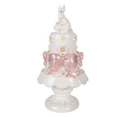 Clayre & Eef - Elegáns fehér nyuszis torta - 29x15 cm 