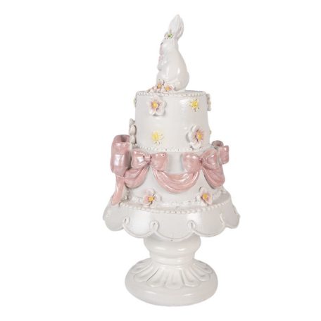 Clayre & Eef - Elegáns fehér nyuszis torta - 29x15 cm 