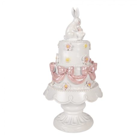 Clayre & Eef - Elegáns fehér nyuszis torta - 29x15 cm 