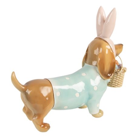 Clayre & Eef - Dekor kutya figura nyuszifüllel - 31x10x27 cm