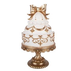  Karácsonyi torta dekoráció - Arany-fehér - 19x33 cm