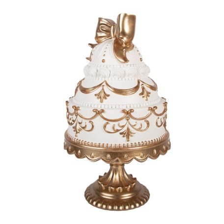  Karácsonyi torta dekoráció - Arany-fehér - 19x33 cm