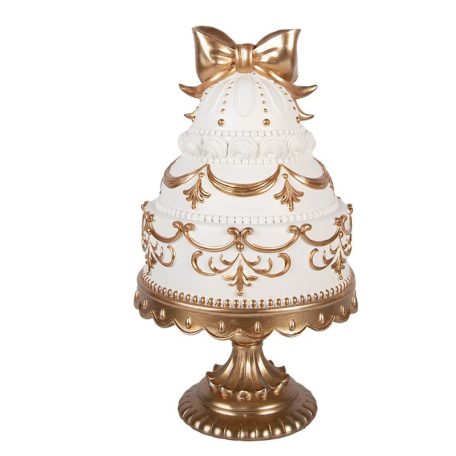  Karácsonyi torta dekoráció - Arany-fehér - 19x33 cm