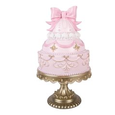   Karácsonyi torta dekoráció - Rózsaszín-fehér - 19x33 cm