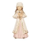 Lány figura macival - Krém - 8x7x17 cm 