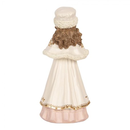 Lány figura macival - Krém - 8x7x17 cm 