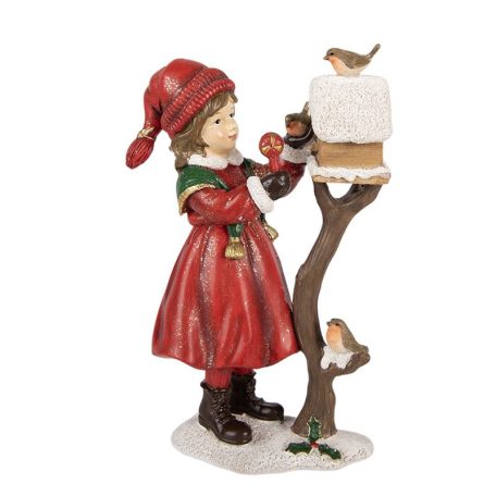 Lány figura madáretetővel - 13x7x19 cm