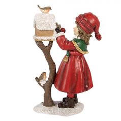 Lány figura madáretetővel - 13x7x19 cm