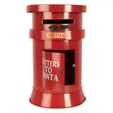 Karácsonyi dekorációs postaláda - Piros - 24x38 cm