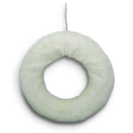 Műszőrmével borított félkoszorú fehér - 25 cm 