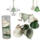 Fém harang zöld-fehér árnyalatai - 4,5x4 cm - 6 db/csomag