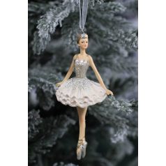 Krém szinű felakasztható balett táncosnő dísz - 13 cm