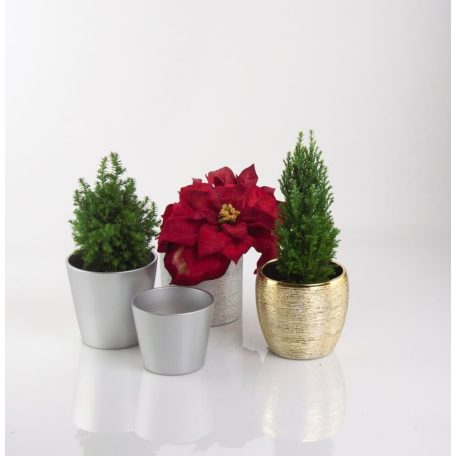 Kerámia kaspó - Primrose - Ezüst - 12x10 cm