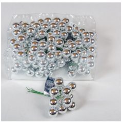   Üveg karácsonyfadísz pick - 1,5 cm - 12 db/csokor - Ezüst