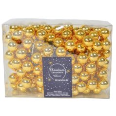   Üveg karácsonyfadísz pick - Világos arany fényes - 2 cm, 2,5 cm - 12 db/csokor