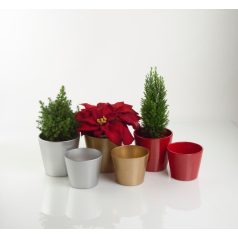   Kerámia kaspó - Basic - Ezüst - 10x8 cm, 14x13 cm, 15x14cm, 17x15 cm