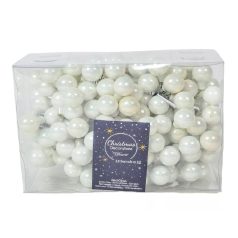   Üveg karácsonyfadísz pick - Téli fehér fényes - 2 cm - 12 db/csokor