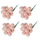 Üveg karácsonyfadísz pick - Fényes rózsaszín - 2 cm - 12 db/csokor