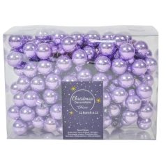   Üveg karácsonyfadísz pick - Lila fényes - 2 cm, 2,5 cm - 12 db/csokor