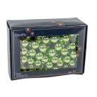 Üveg karácsonyfadísz pick - Zöld tea fényes - 2 cm, 2,5 cm - 12 db/csokor