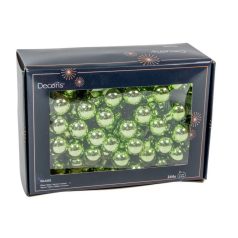   Üveg karácsonyfadísz pick - Zöld tea fényes - 2 cm, 2,5 cm - 12 db/csokor