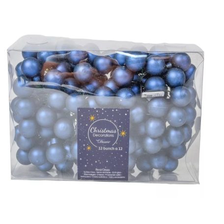 Üveg karácsonyfadísz pick - 2 cm - 12 db/csokor - Éjkék matt