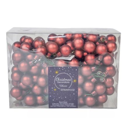 Üveg karácsonyfadísz pick - Piros matt - 2 cm - 12 db/csokor