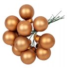 Üveg karácsonyfadísz pick - Pekándió barna - 2 cm, 2,5 cm - 12 db/csokor