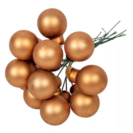 Üveg karácsonyfadísz pick - Pekándió barna - 2 cm, 2,5 cm - 12 db/csokor