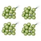 Üveg karácsonyfadísz pick - Zöld tea matt - 2 cm, 2,5 cm - 12 db/csokor