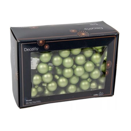 Üveg karácsonyfadísz pick - Zöld tea matt - 2 cm, 2,5 cm - 12 db/csokor