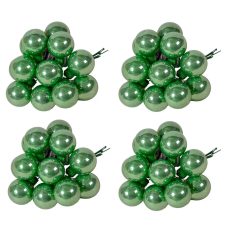   Üveg karácsonyfadísz pick - Zöld fényes - 2,5 cm - 12 db/csokor