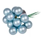 Üveg karácsonyfadísz pick - Jégkék - 2,5 cm - 12 db/csokor