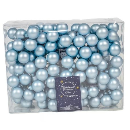 Üveg karácsonyfadísz pick - Jégkék - 2,5 cm - 12 db/csokor