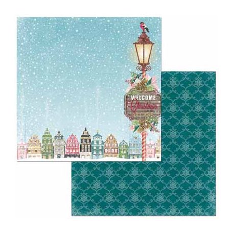 Bo Bunny scrapbook papír - Christmas Village 2. - 2 oldalas -  30,5 x 30,5 cm