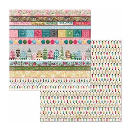 Bo Bunny scrapbook papír - Christmas Village 3. - 2 oldalas -  30,5 x 30,5 cm