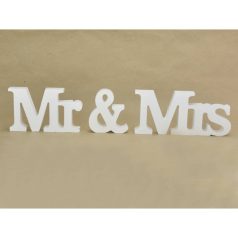  Mr&Mrs fa asztali felirat fehér  