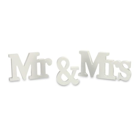 Mr&Mrs fa asztali felirat fehér