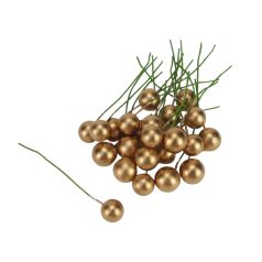 Drótos bogyó gyöngyház - Arany - 1 cm - 24 db/csomag