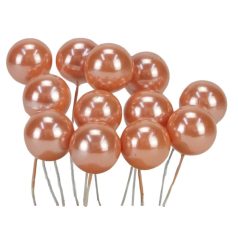 Drótos bogyó gyöngyház - Barack - 1,8 cm - 12 db/csomag