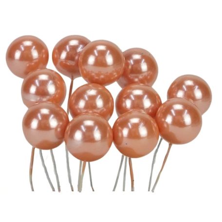 Drótos bogyó gyöngyház - Barack - 1,8 cm - 12 db/csomag