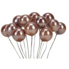 Drótos bogyó gyöngyház - Cappuccino - 1,8 cm - 12 db/csomag