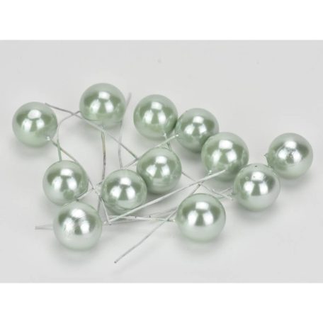 Drótos bogyó gyöngyház - Country zöld - 1,8 cm - 12 db/csomag   
